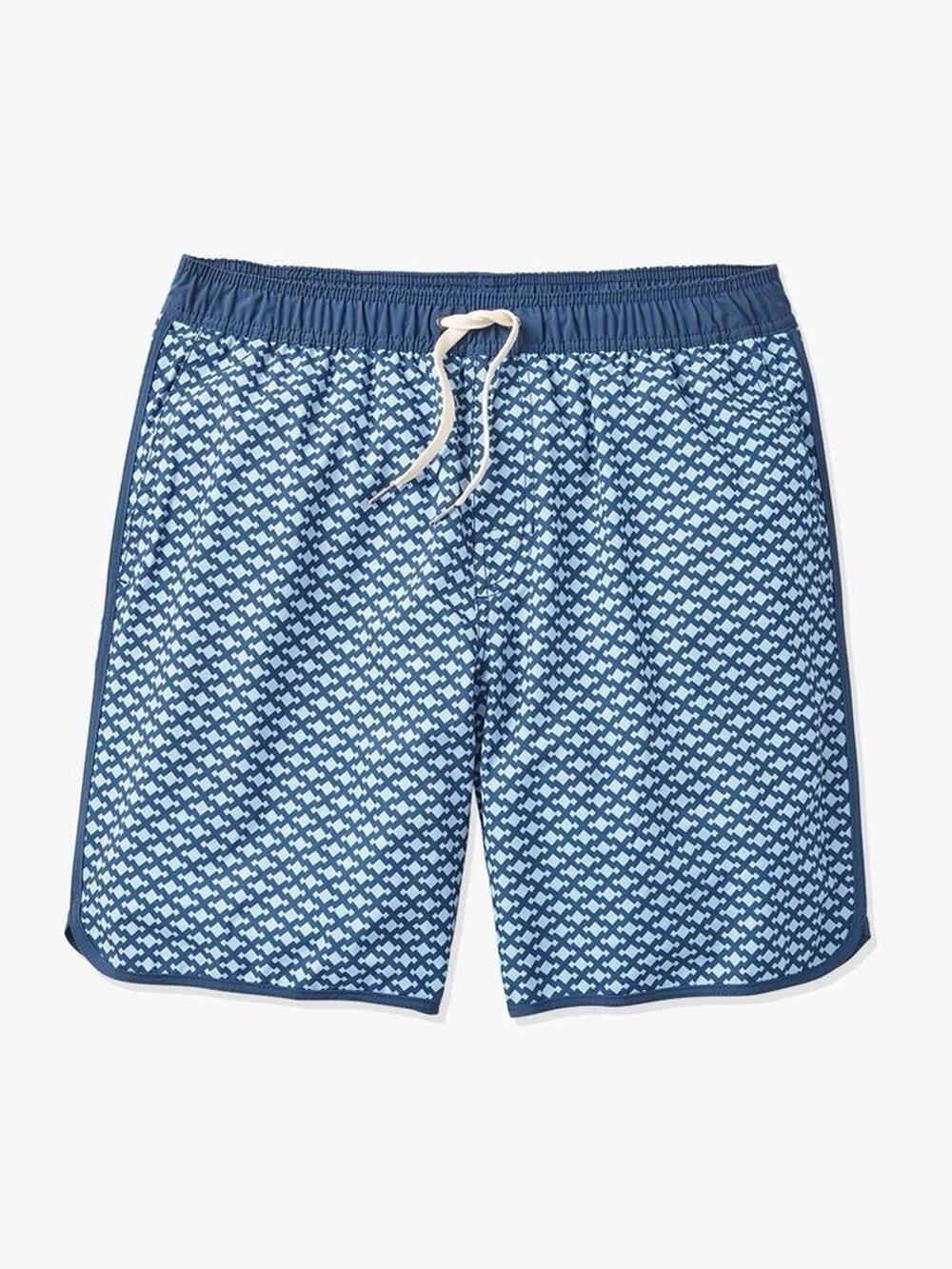 Fair Harbor Mens 2XL Blue Geometric‎ Pattern Swim Trunks Lined Bathing Suit